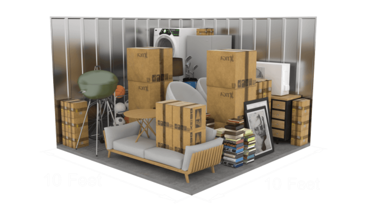 10'x10' storage unit size diagram