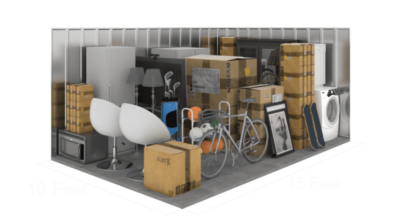 10'x15' storage unit size diagram