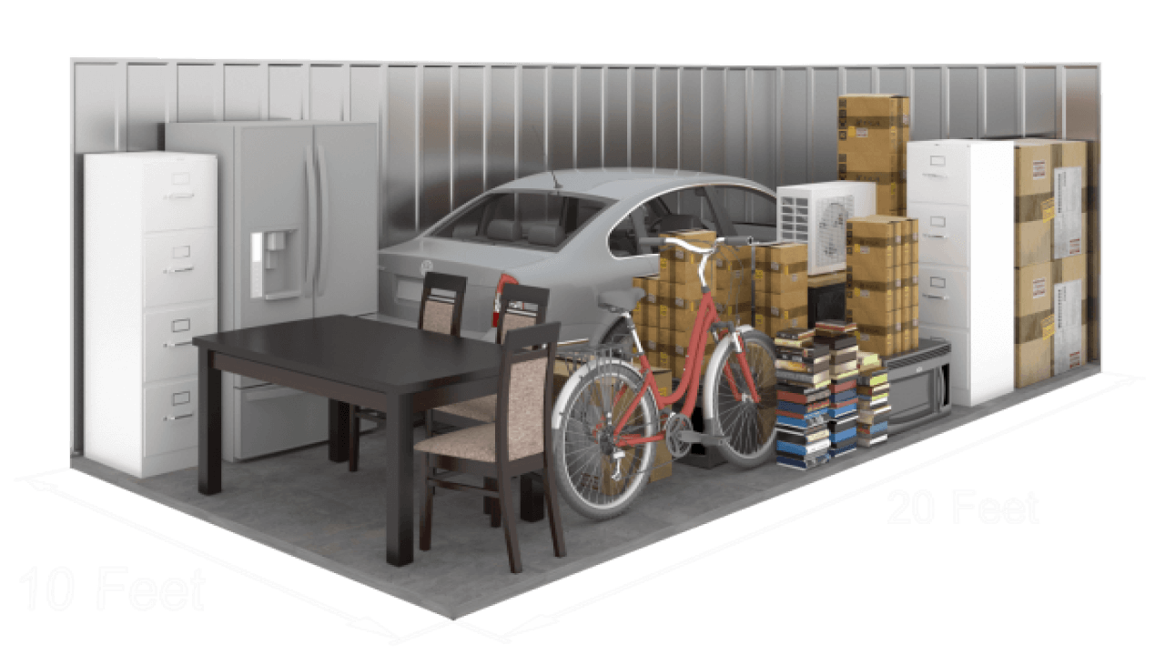 10'x20' storage unit size diagram