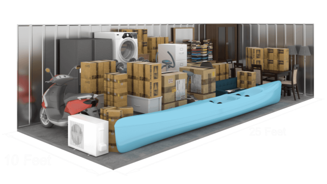 10'x25' storage unit size diagram
