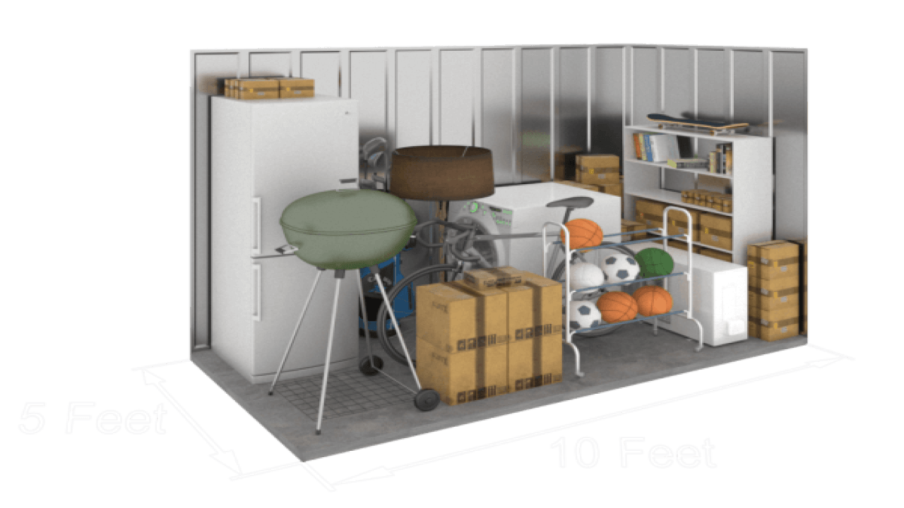 5'x10' storage unit size diagram