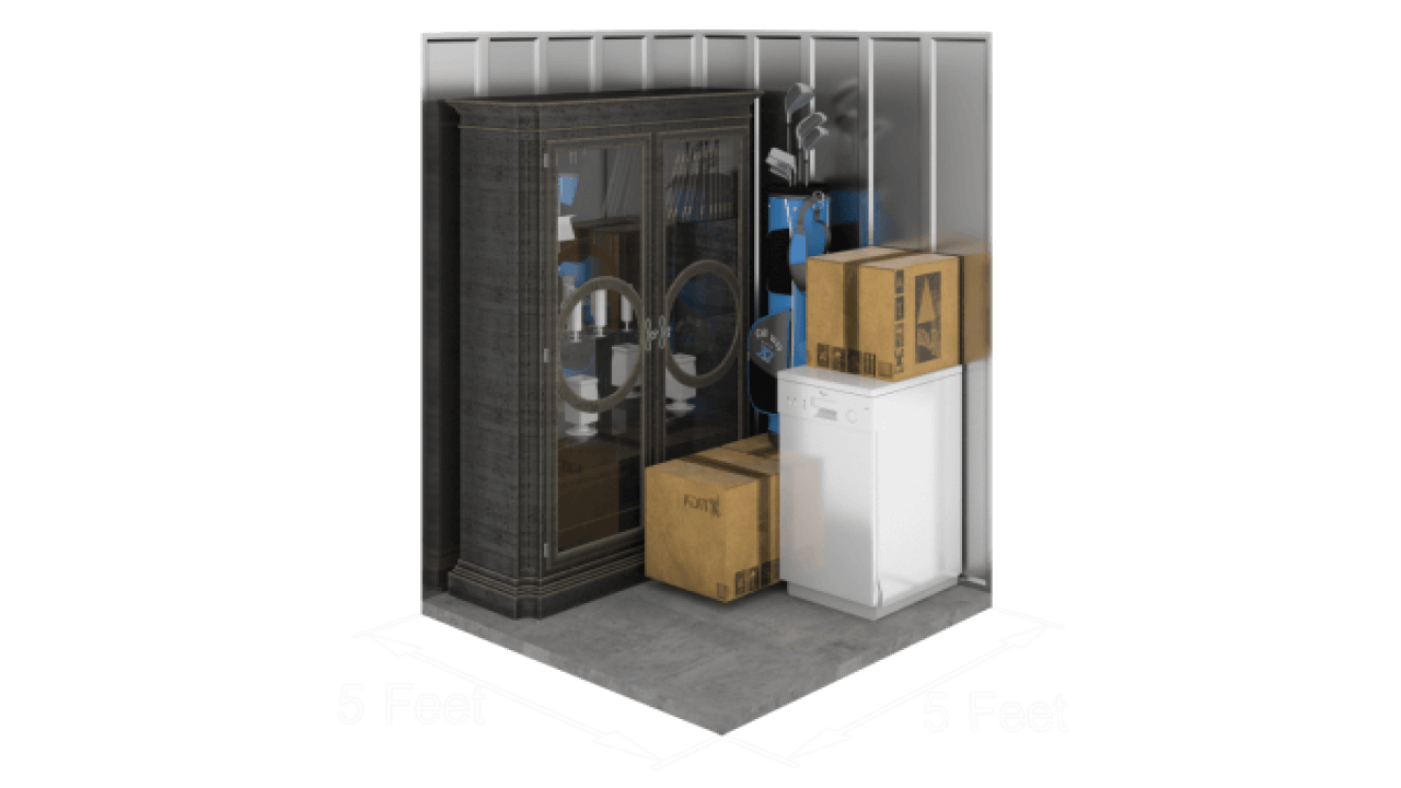 5'x5' storage unit size diagram